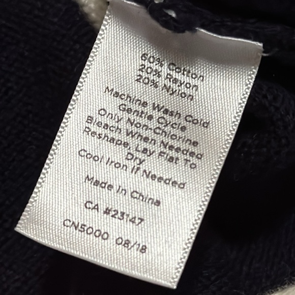 Talbots Cotton Rayon Sweater-Sz S-Navy Cream Stripes-Wider Neck-Notched Side-EUC - Picture 11 of 16